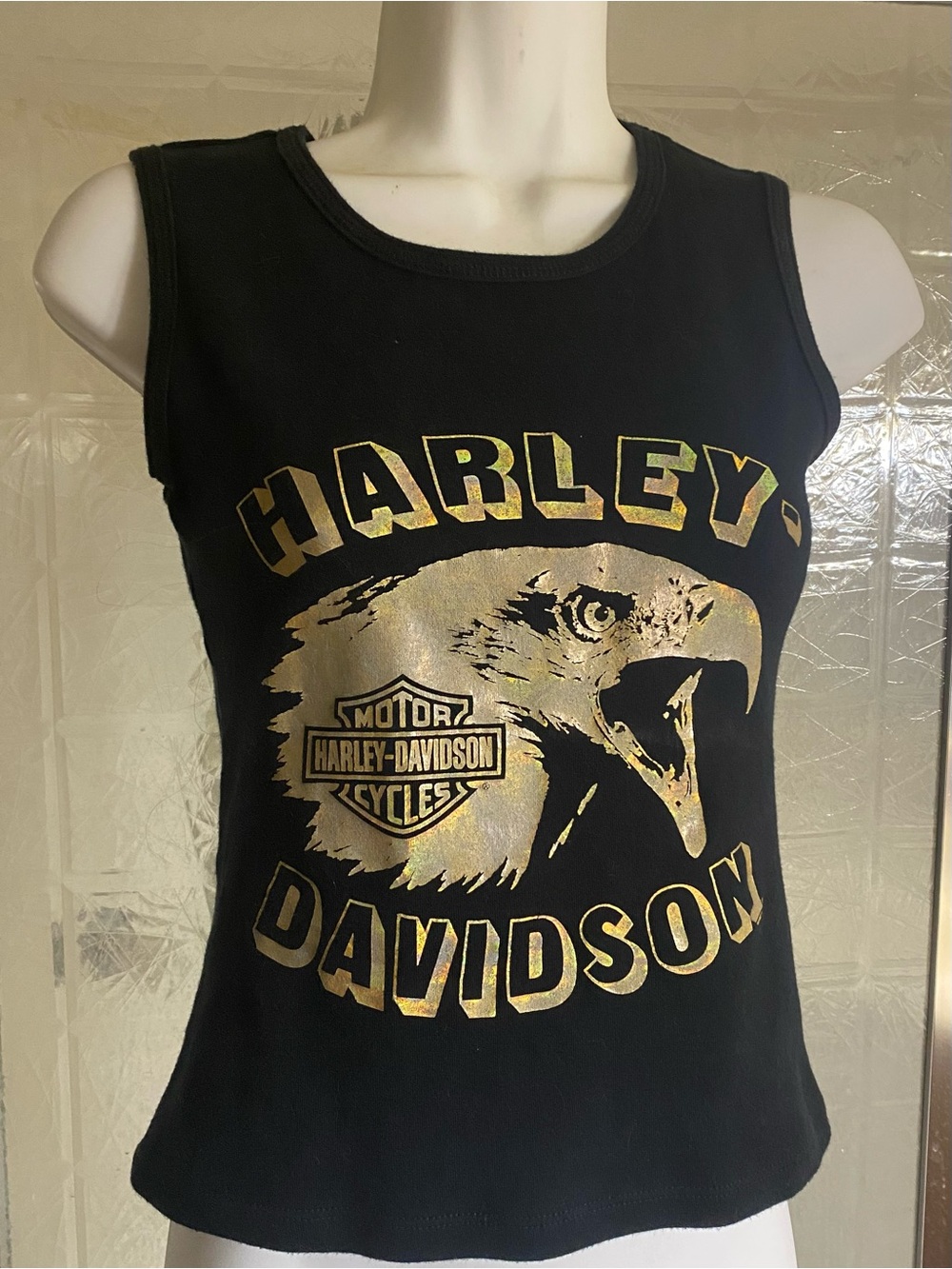 Harley-Davidson Black Tank with Gold Eagle Graphic